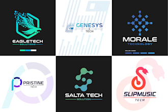 design modern tech technology security startup software app icon logo