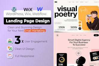 design webflow, wix, wordpress elementor landing page or one page website