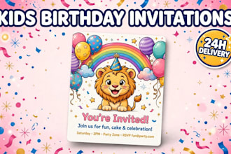 design kids birthday invitation card and party flyer