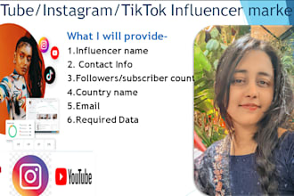 500 USA influencer list with email from youtube only 7dollar