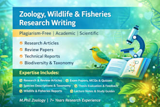 write zoology, wildlife, and fisheries research articles, reviews, and reports