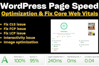 do wordpress page speed optimization and fix core web vitals