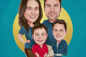 do digital family portrait illustration