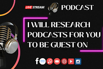 research and find targeted podcast leads for you to be guest on
