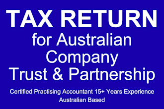 prepare tax return for australian company, trust,  partnership