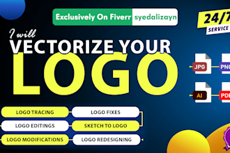 do logo redesign, redo, remake, vectorize, edit, fix, modify
