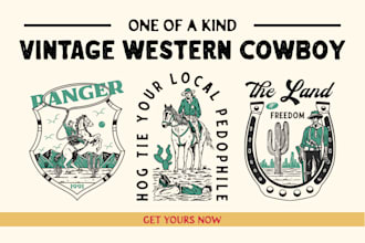 design a vintage western cowboy t shirts