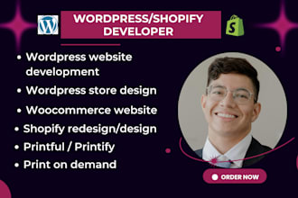 build woocommerce printful printify ecommerce redesign shopify pod online store