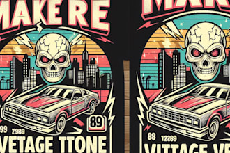 make retro vintage t shirt design and illustration