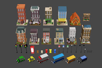 create stylized low poly modular 3d environment for games
