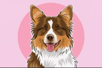 draw dog cat pet portrait vector illustration