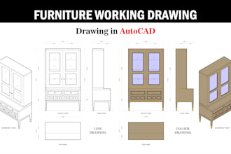 do professional furniture working drawings using autocad