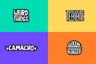 creative text and 3d lettering logo