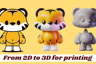 model a 3d character for printing from 2d concept or sketch