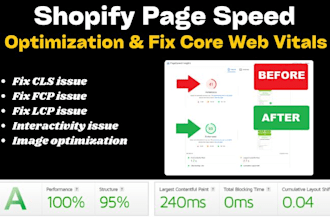 do shopify page speed optimization and fix cls issues
