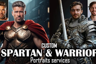 create spartan, warrior, greek god portraits for you and gifts in 2 hours