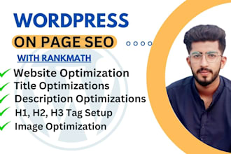 do wordpress onpage seo with rankmath and website optimization
