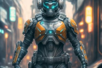 draw a sci fi art and sci fi character for you