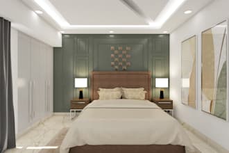 provide photorealistic bedroom 3d visualization