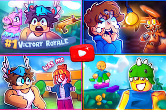 draw cartoon gaming thumbnails for roblox videos