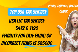 file and fax US tax forms 5472 and 1120 for non resident US llc