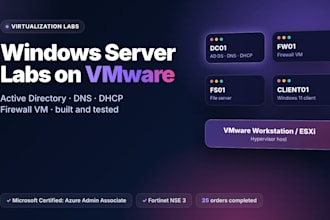 set up windows server and active directory labs on vmware