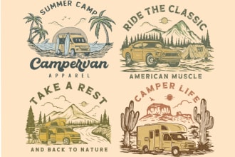design a vintage retro t shirt with a custom illustration