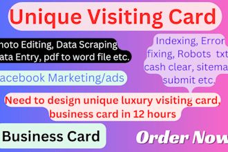 do unique luxury visiting card, business card design in 12 hours