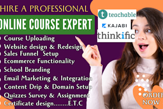 setup kajabi online course,  kajabi sales funnel , kajabi website ,kajabi expert