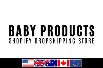 build baby shopify store, dropshipping kids clothing baby toys website