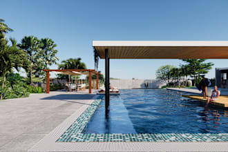 design and render your , backyard, garden, pool, patio