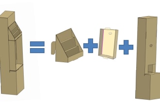 create 3d render and dieline for display packaging