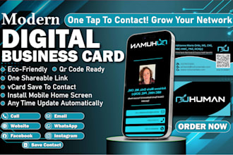 do printable and ai digital business card with qr code for nfc, ios, android
