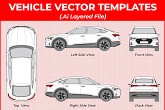 draw 2d vehicle template, blueprint, detailed vector drawing