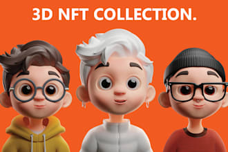 create 3d cute model, animal character, and nft art collections
