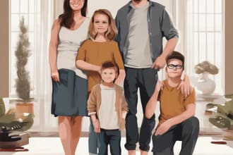 draw a vector family portrait