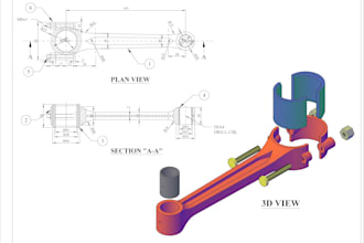 create 2d and 3d engineering drawings, mechanical drawings, technical drawing