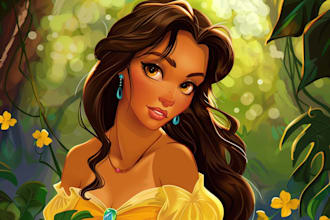 make a portrait in disney cartoon style