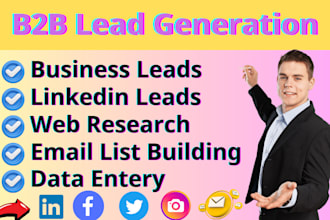 do b2d lead generation, and email list building wed research