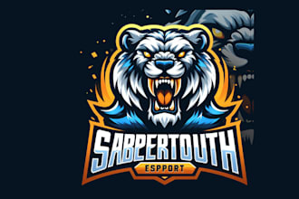 design high quality sabertooth esport mascot logo in 1 day