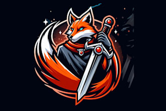 make a high quality fox sword mascot logo with new concept