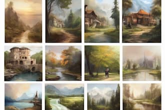 draw landscape character logo and friendship portrait