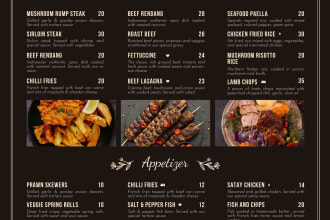 design professional food menu and flyer for your restaurant