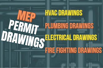 hvac, plumbing, electrical, mep design in autocad for permit