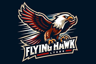 design high quality flying hawk mascot logo  in 1 day