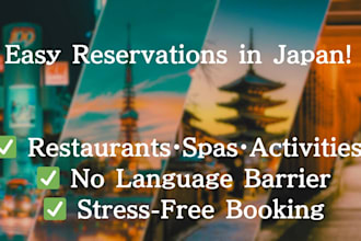 book restaurants, salons, and any facilities in japan