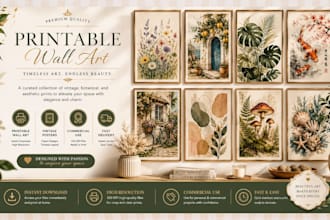 create premium printable wall art, vintage posters and etsy listing images