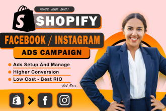 setup shopify facebook ads campaign, instagram ads, fb advertising