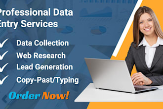 do data entry, web research, and collect b2b leads as your virtual assist