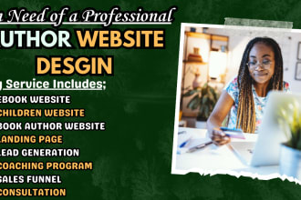design author website, course website for coaching program, ebook landing page